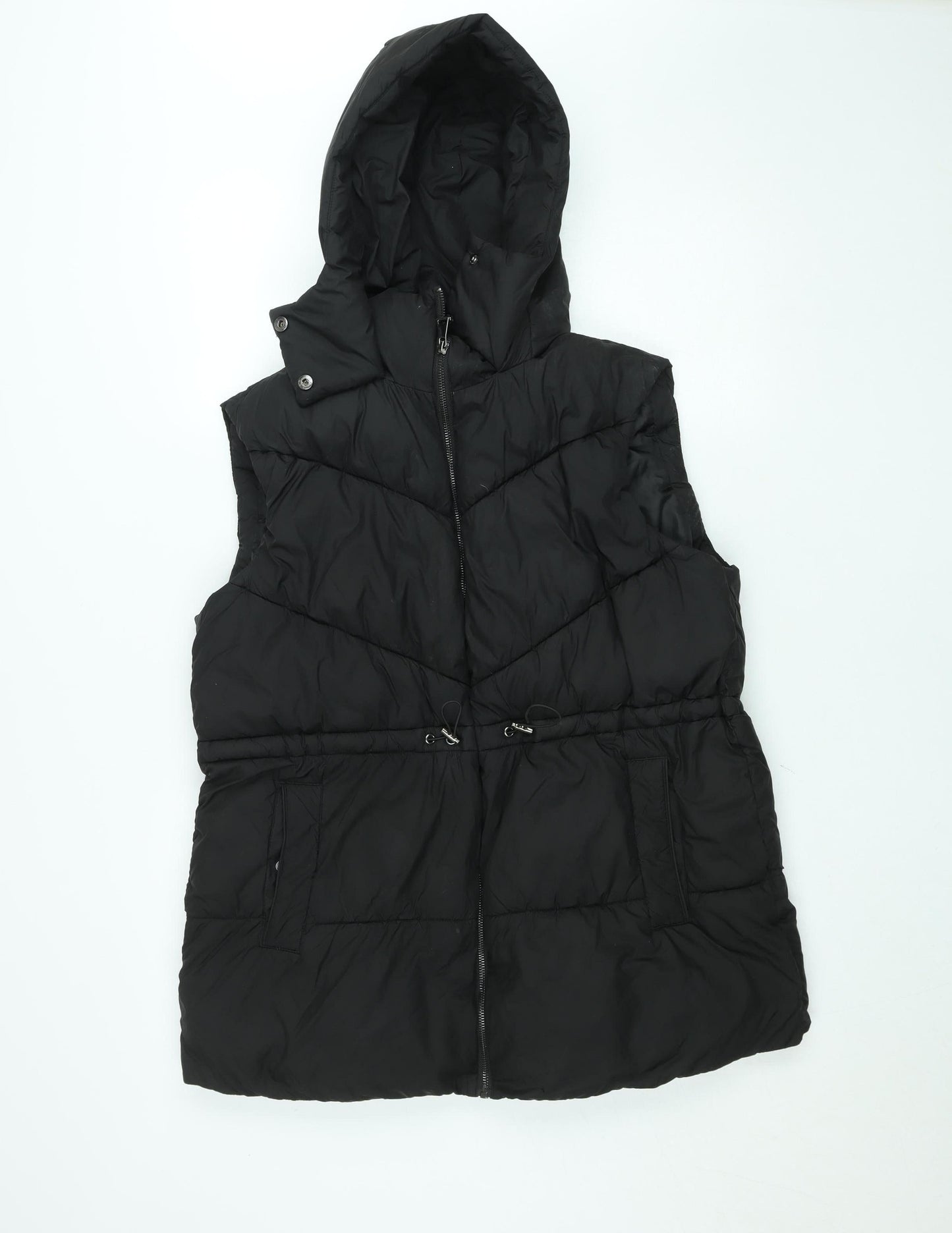 George Women's Black Puffer Hooded Waistcoat Size 12