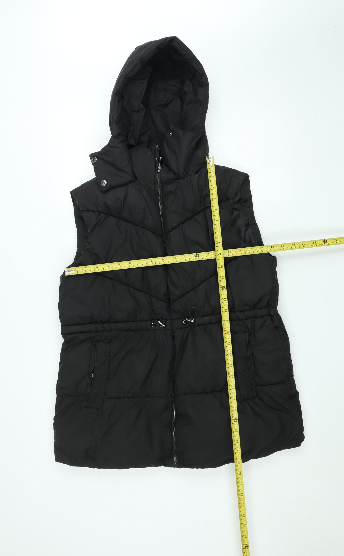 George Women's Black Puffer Hooded Waistcoat Size 12