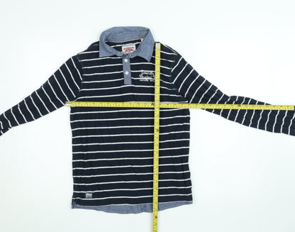 Here & There Vintage Co Navy Striped Long Sleeve Shirt Mens Size L