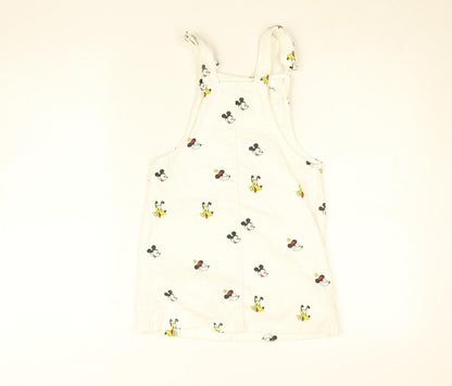 Disney Girls White Minnie Mouse Pinafore Dress 6 Years Cotton Adjustable