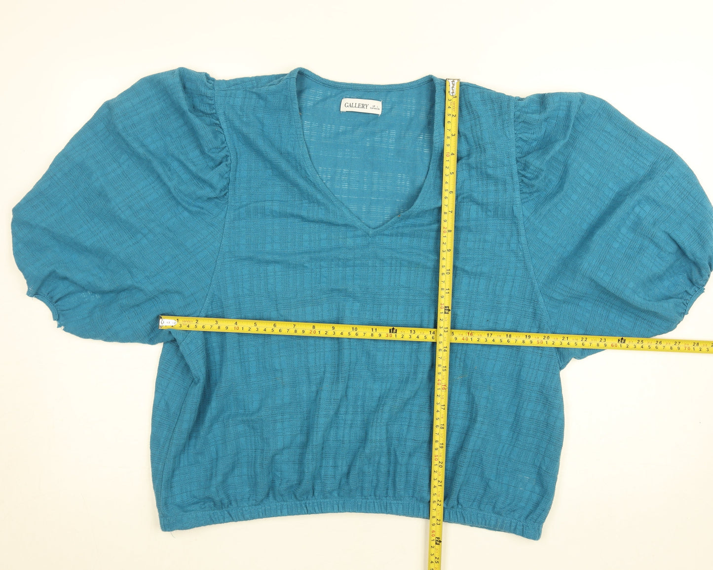 Womens UK Size L Gallery Blue Cropped Blouse