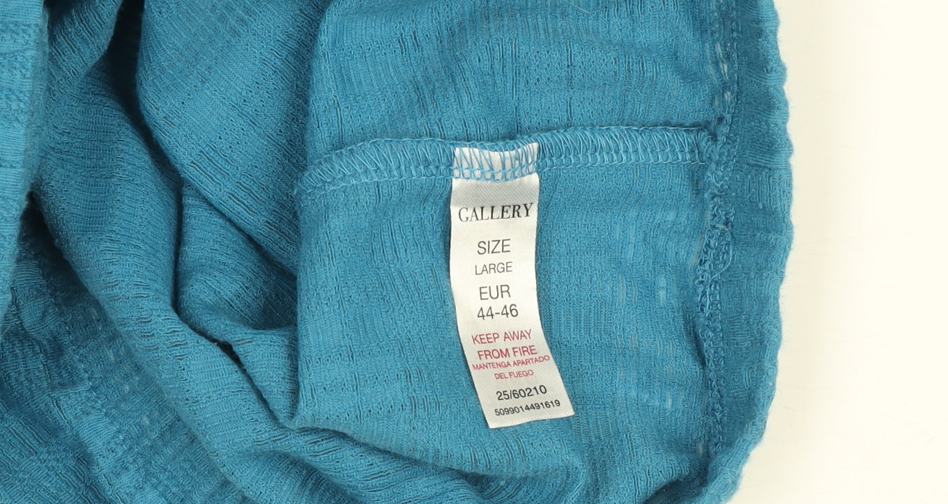 Womens UK Size L Gallery Blue Cropped Blouse