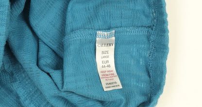 Womens UK Size L Gallery Blue Cropped Blouse