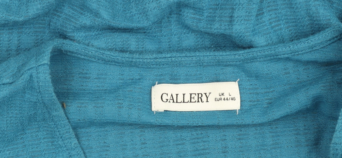 Womens UK Size L Gallery Blue Cropped Blouse