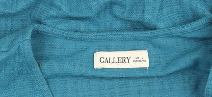 Womens UK Size L Gallery Blue Cropped Blouse