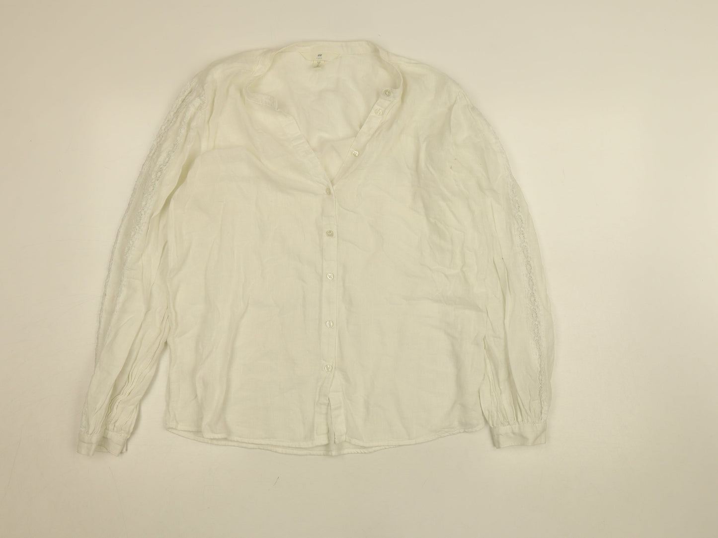 Womens UK Size 10 H&M Ivory Basic Button-Up