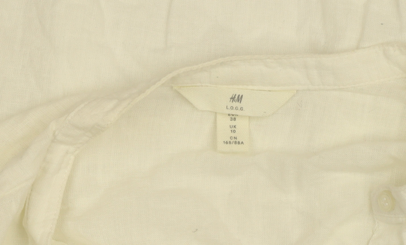 Womens UK Size 10 H&M Ivory Basic Button-Up