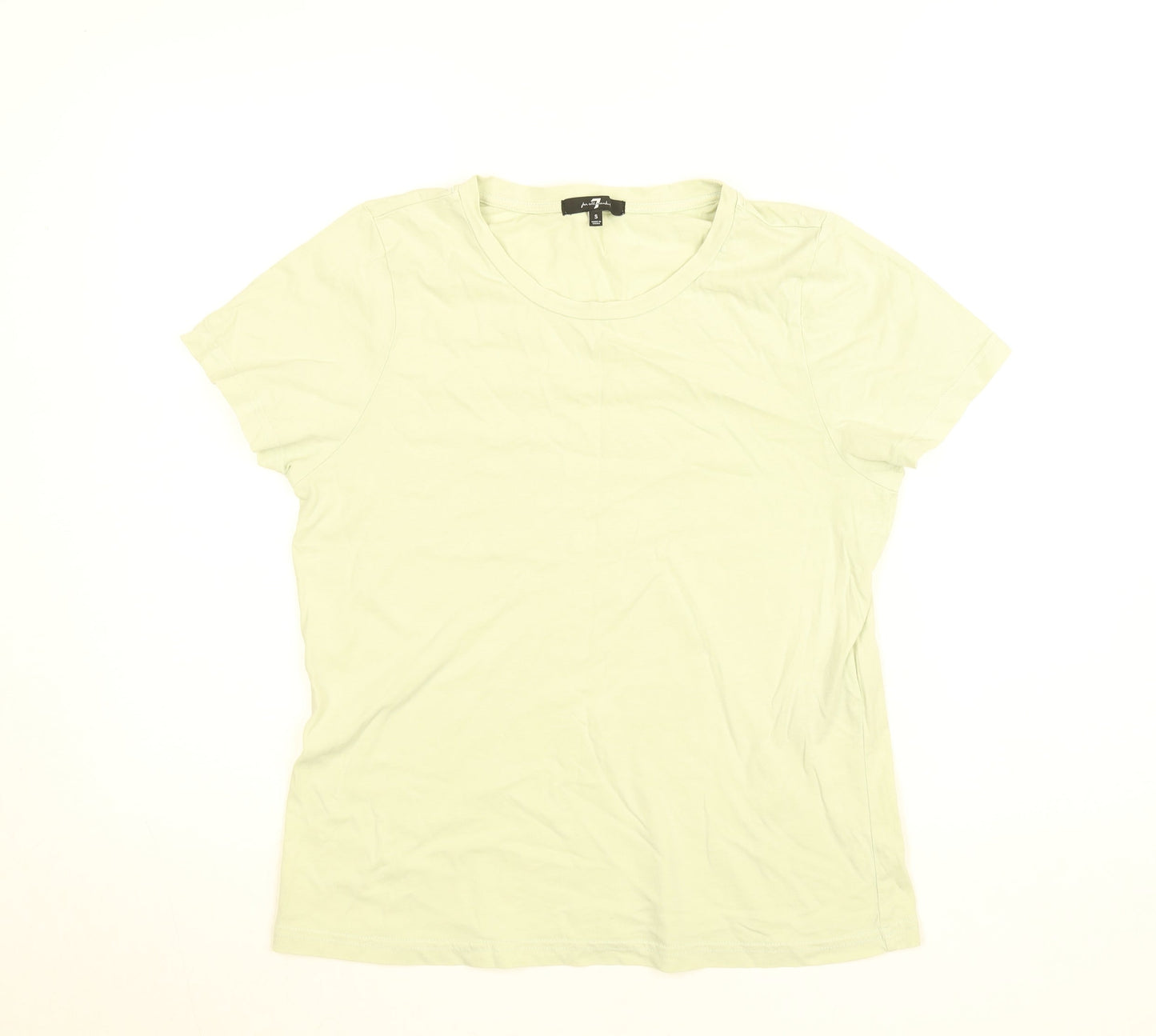 Womens UK Size S 7 For All Mankind Green Basic T-Shirt