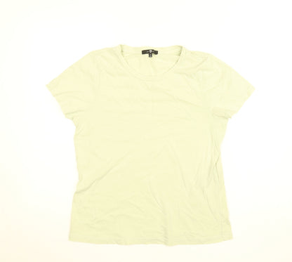 Womens UK Size S 7 For All Mankind Green Basic T-Shirt