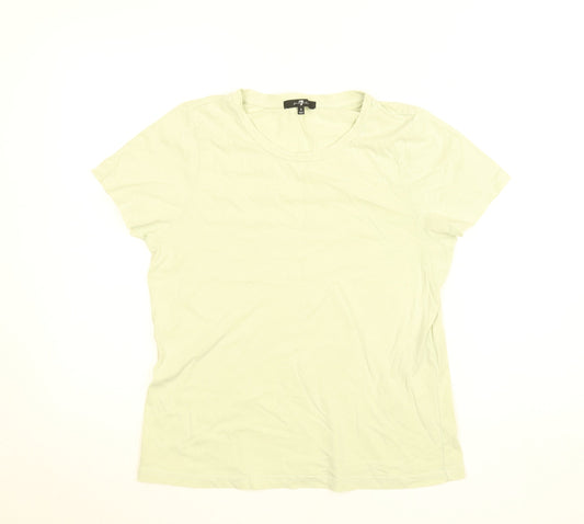 Womens UK Size S 7 For All Mankind Green Basic T-Shirt