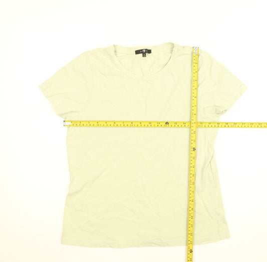 Womens UK Size S 7 For All Mankind Green Basic T-Shirt