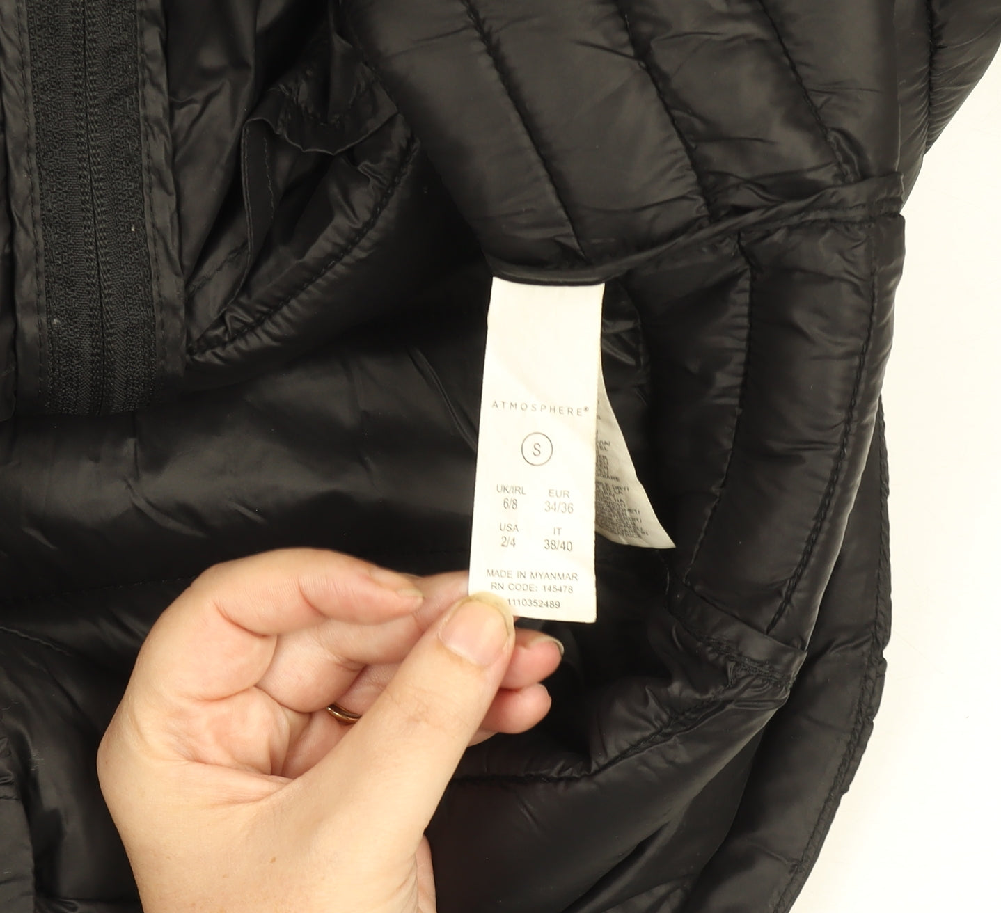 Womens UK Size S Atmosphere Black Puffer Jacket