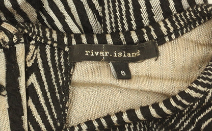River Island Women’s Black Geometric Bodycon Knit Dress Size 8