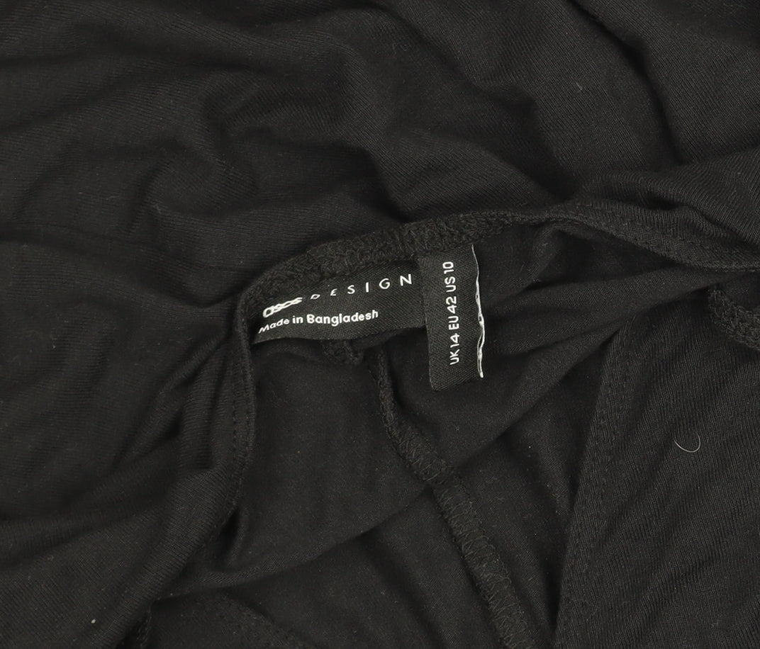 ASOS Design Women’s Black V-Neck Fit & Flare Dress Size 14