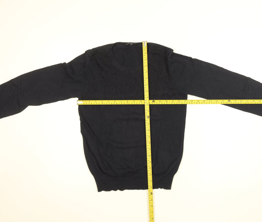 Dorothy Perkins Women's Black Cotton Lace Knit Jumper Size 10