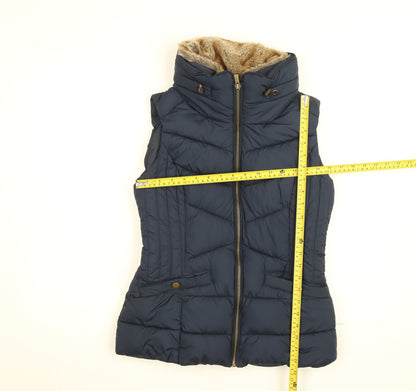 Nutmeg Women Blue Puffer Faux Fur Lined Waistcoat Size 8