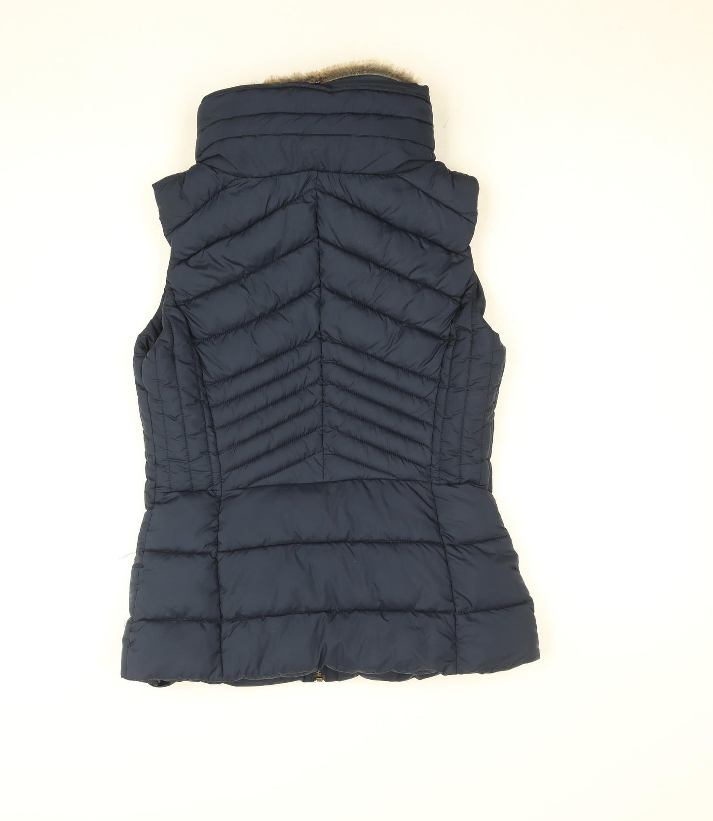 Nutmeg Women Blue Puffer Faux Fur Lined Waistcoat Size 8