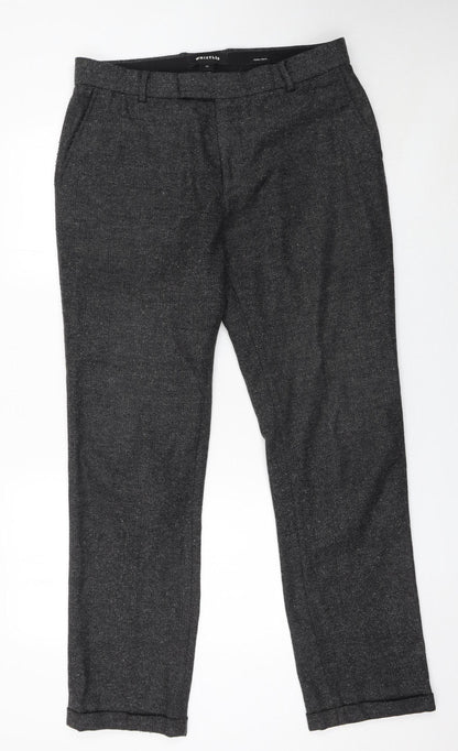 Whistles Women's Grey Herringbone Wool Trousers Size 6 Slim Fit