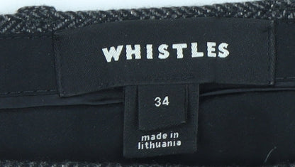 Whistles Women's Grey Herringbone Wool Trousers Size 6 Slim Fit