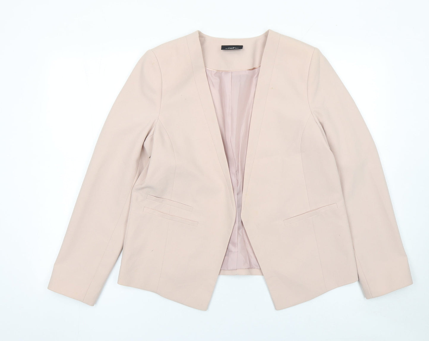 Wallis Women Beige Regular Fit Lined Blazer Jacket Size 14