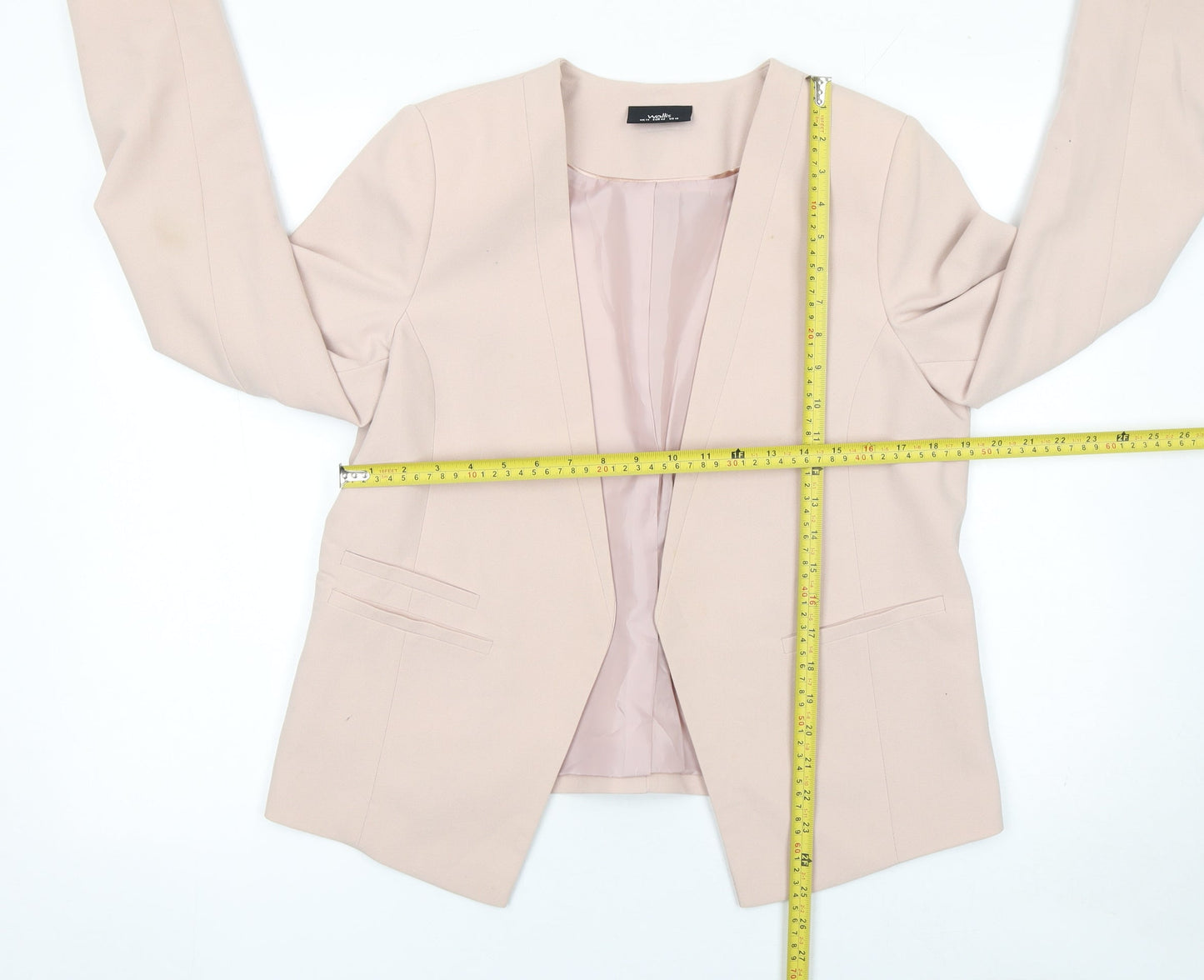 Wallis Women Beige Regular Fit Lined Blazer Jacket Size 14