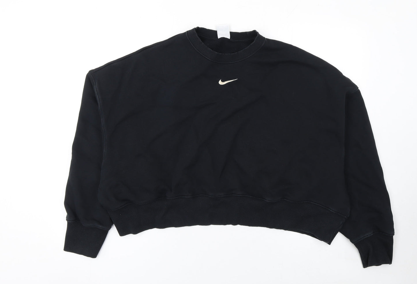 Nike Women's Black Cotton Blend Crew Neck Pullover Sweatshirt L