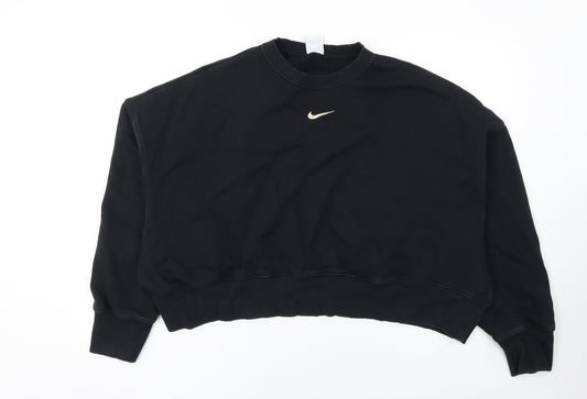 Nike Women's Black Cotton Blend Crew Neck Pullover Sweatshirt L