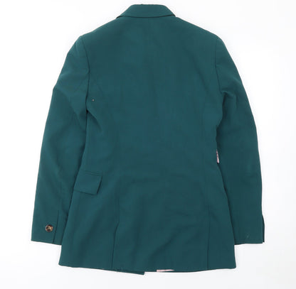 Topshop Women's Green Double-Breasted Blazer UK 6 Classic Fit