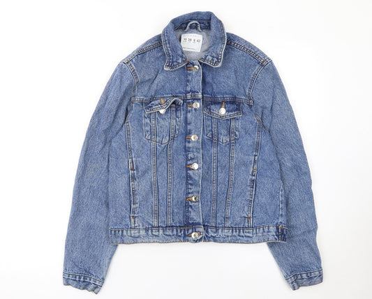 Denim Co Women Blue Denim Jacket UK 10 Classic Long Sleeve