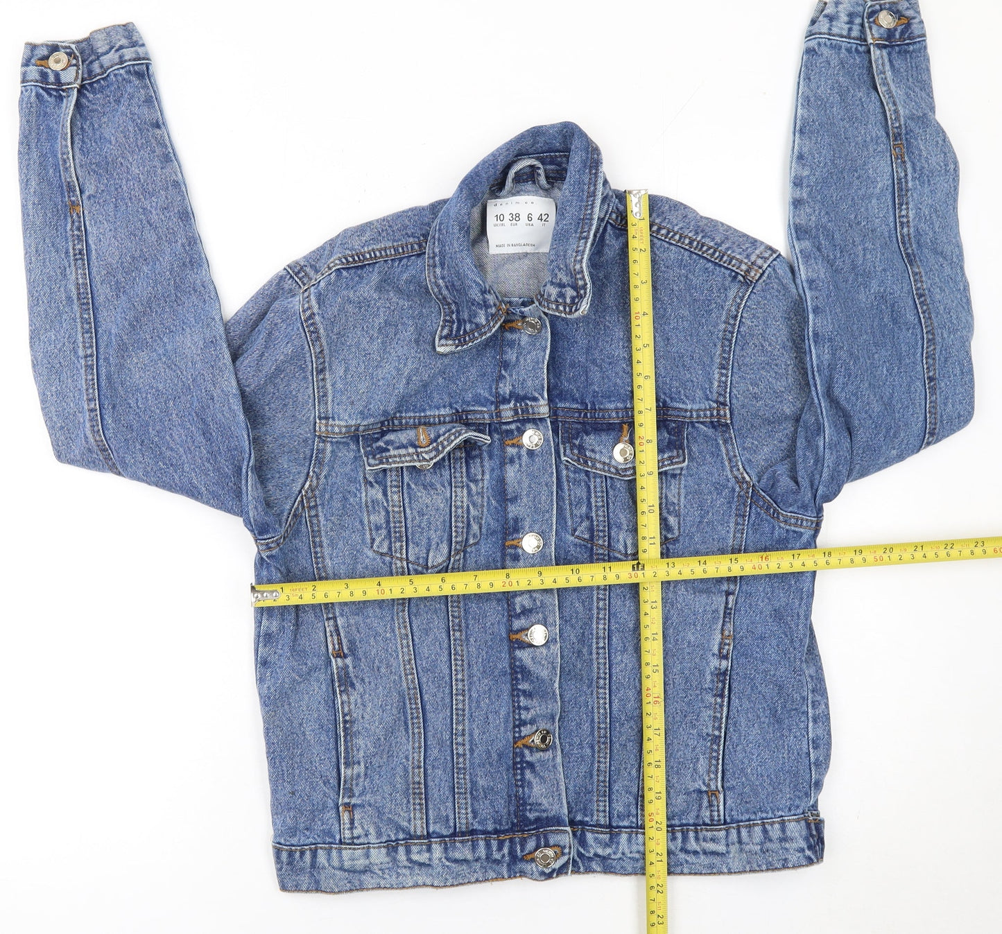 Denim Co Women Blue Denim Jacket UK 10 Classic Long Sleeve