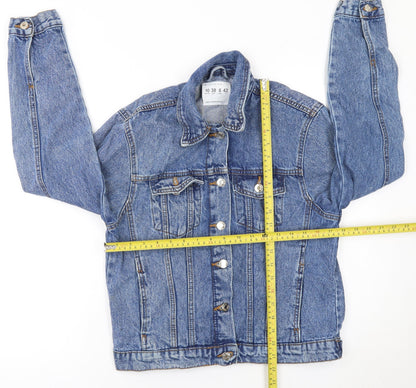 Denim Co Women Blue Denim Jacket UK 10 Classic Long Sleeve