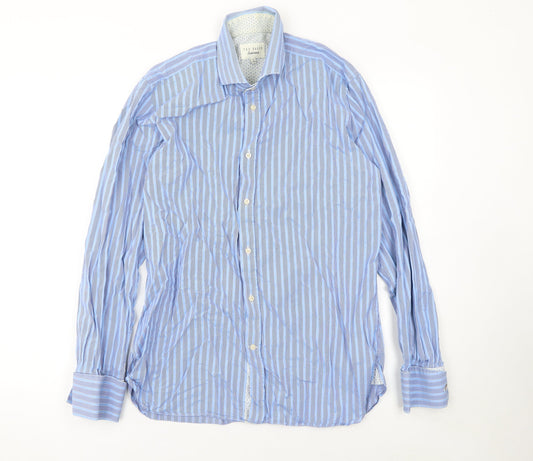 Mens UK Collar Size 16 Ted Baker Smart Blue  Dress Shirt