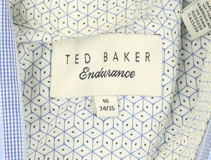 Mens UK Collar Size 16 Ted Baker Smart Blue  Dress Shirt