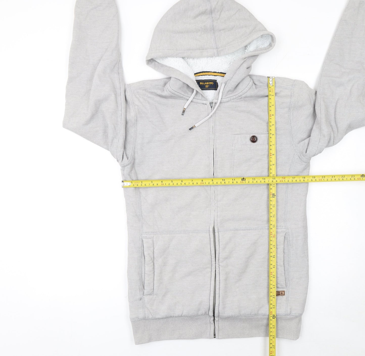 Mens UK Size S Billabong Grey Full Zip Hoodie