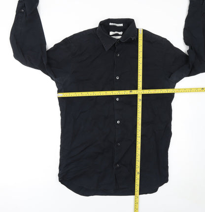 Calvin Klein Men's Black Slim Fit Long Sleeve Button-Up Shirt Size S