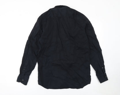 Calvin Klein Men's Black Slim Fit Long Sleeve Button-Up Shirt Size S