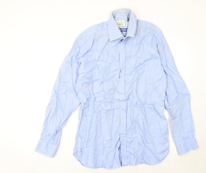 Ted Baker Men’s Blue Cotton Long Sleeve Button-Up Shirt 16.5in