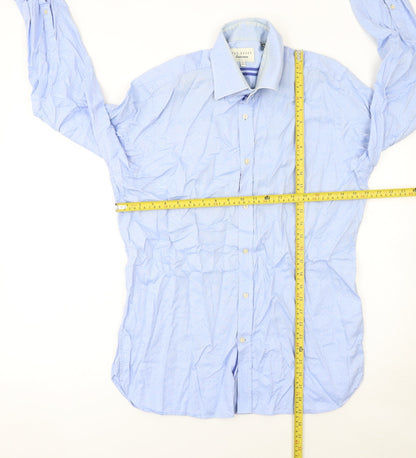 Ted Baker Men’s Blue Cotton Long Sleeve Button-Up Shirt 16.5in