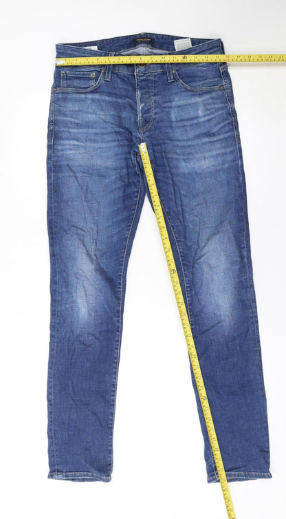 Jack & Jones Men's Blue Straight Jeans 32x32 Cotton Denim