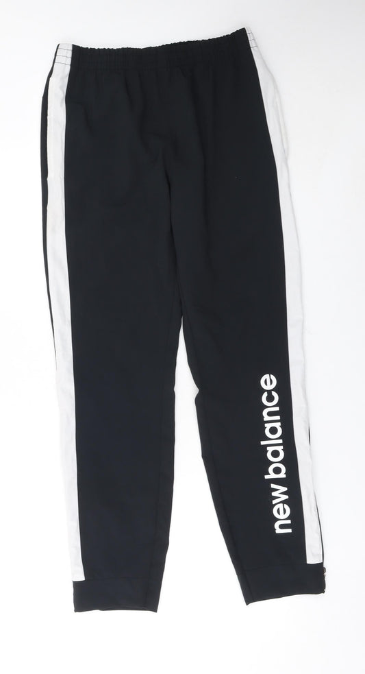 New Balance Men's Black Jogger Trousers S Elastic Waist Logo Sportswear