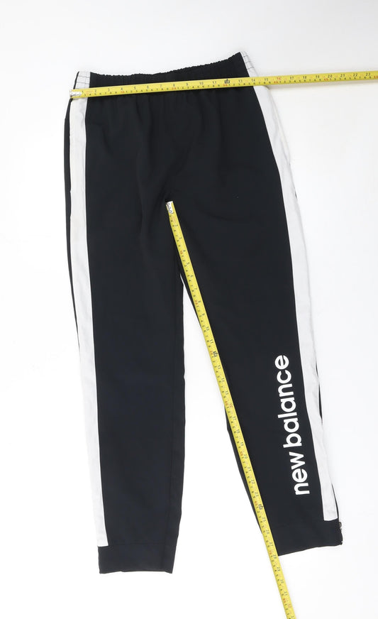 New Balance Men's Black Jogger Trousers S Elastic Waist Logo Sportswear