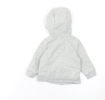GAP Unisex Baby 6-12 Months Grey Hooded Logo Zip Jacket