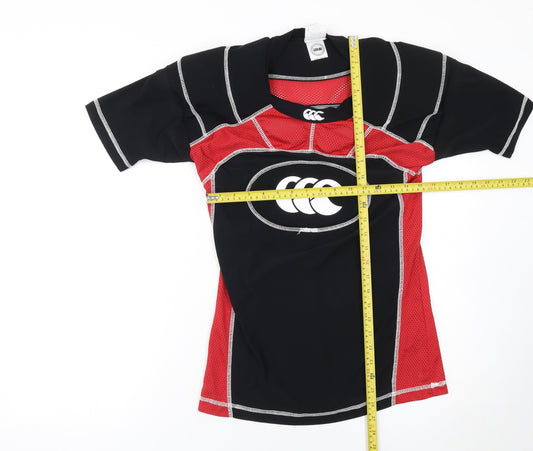 Canterbury Men's Black Red Rugby Compression Top Size S Athletic Fit