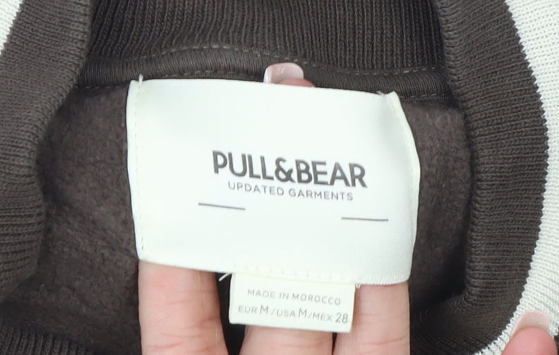 Pull & Bear Women Brown Varsity Jacket Medium Cotton New Jersey NYC