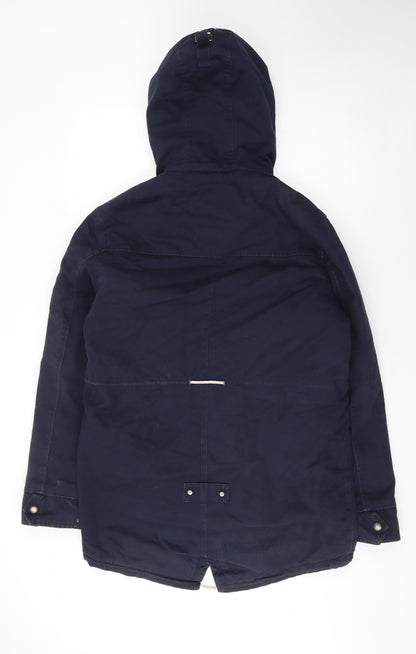 Bellfield Women's Blue Cotton Hooded Parka Jacket Size M