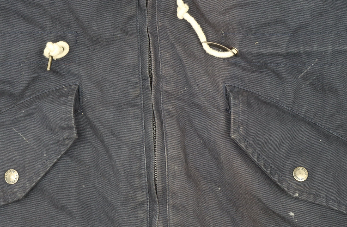 Bellfield Women's Blue Cotton Hooded Parka Jacket Size M