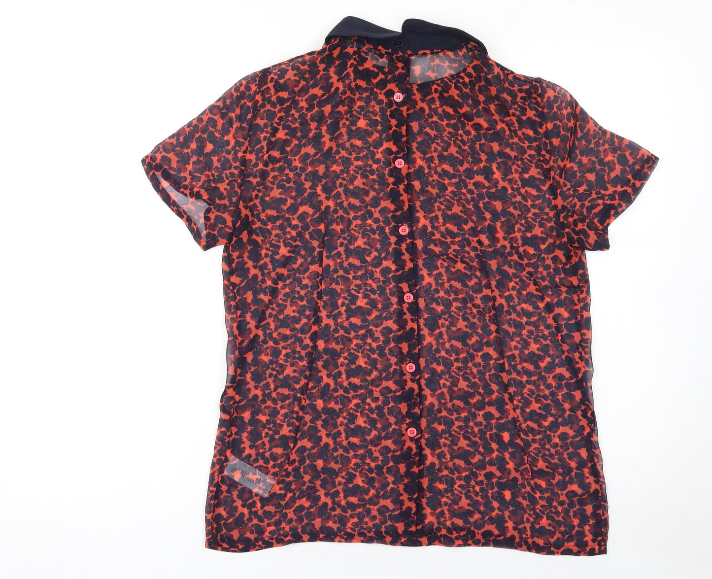 French Connection Women's Red Animal Print Chiffon Blouse Size 10