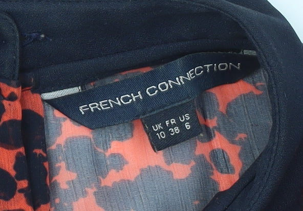French Connection Women's Red Animal Print Chiffon Blouse Size 10