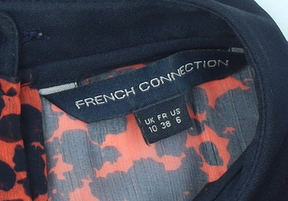 French Connection Women's Red Animal Print Chiffon Blouse Size 10