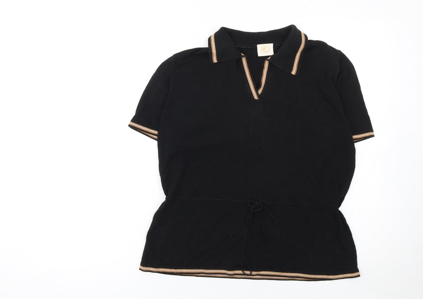 Country Casuals Women’s Black Collared Henley Knit Jumper L